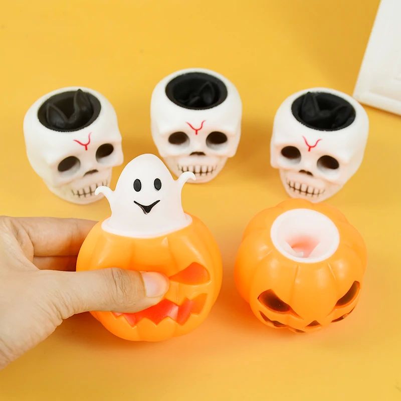 Halloween Pumpkin Relieves Stress Balls Squishy Skull Skelet