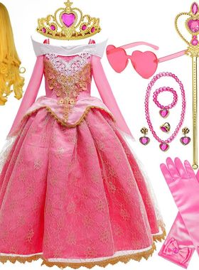 2025 Sleeping Beauty Aurora Princess Dress Cosplay Off Shoul
