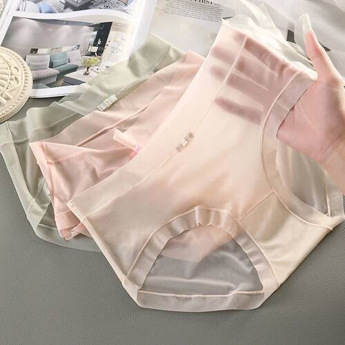 3pcs Ultra-thin Panties Summer Women Sexy Soft Underpant Sol