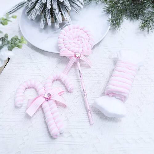 Christmas Ornaments Pink Candy Cane Lollipop Christmas Velve