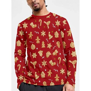 3D Print Christmas Trees Graphic Long Sleeve T Shirt For Men