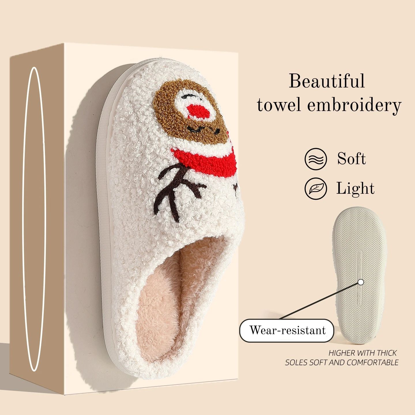 Christmas Women Warm Fashion Slippers Men Cute Santa Claus E