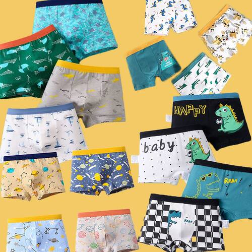 4PCS Children Panties Boy Cotton Boxer Breathable Kid Soft C