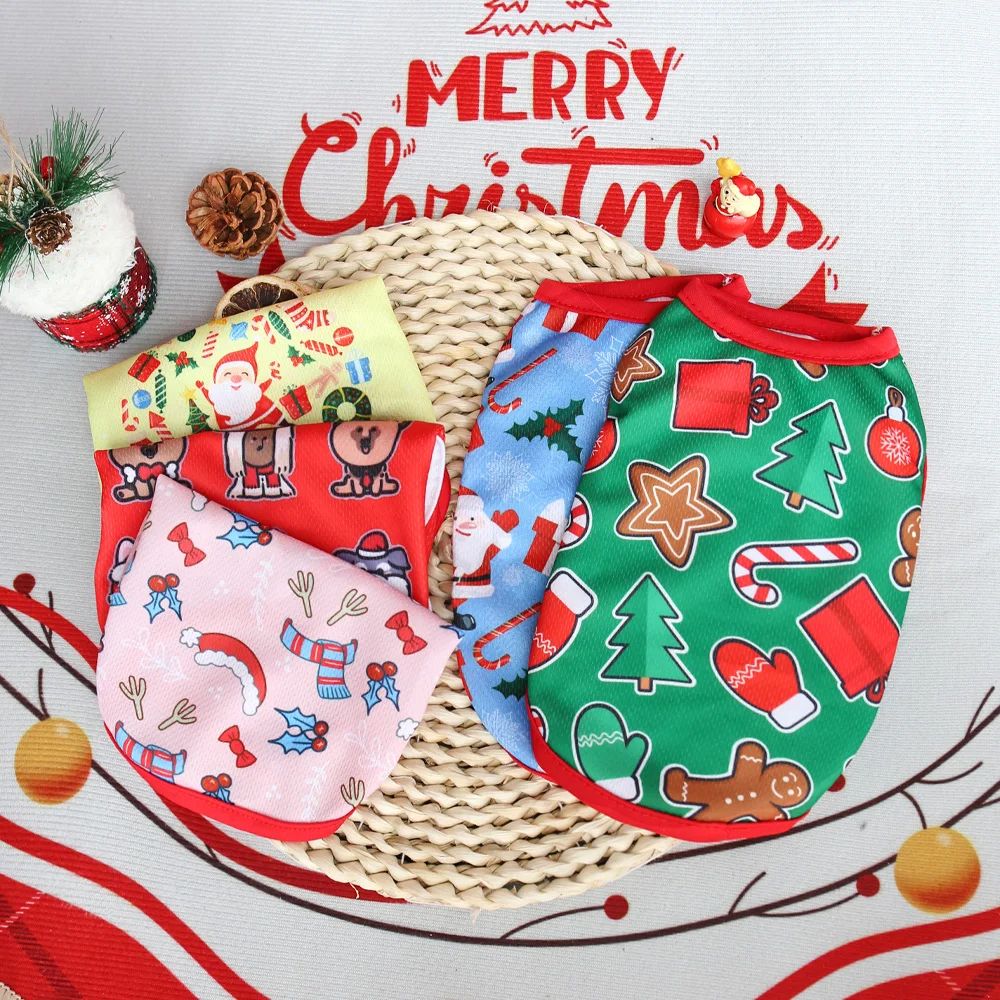 New Christmas limited edition cat and dog clothes vest pet c