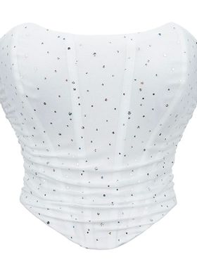 Women Overbust Corset Crop Tops Sexy White Strapless Off Sho
