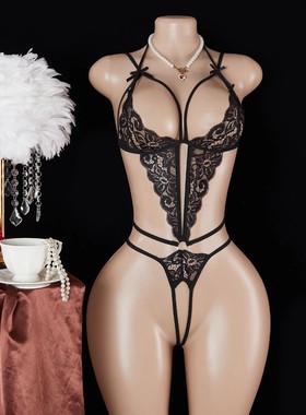 Sexy Crotchless Lingerie Women Lace Oepn Bra Sets Erotic Cos