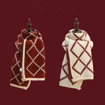 Tonglu Red New Year Scarf Women's Winter Christmas Knitted W
