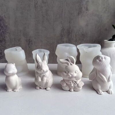 Multi-style Rabbit Silicone Candle Mold Easter Animal Cute R
