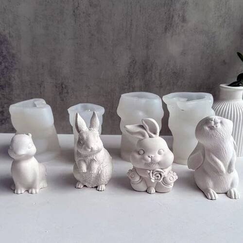 Multi-style Rabbit Silicone Candle Mold Easter Animal Cute R