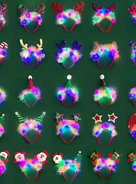 Christmas Hair Band Glowing Elk Ear Headband Xmas Tree Snowf