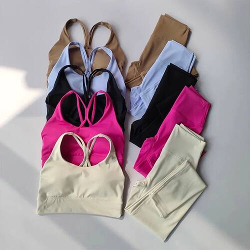 Women Breathable Yoga Set 2pcs Sport Suit Gym wear Workout C