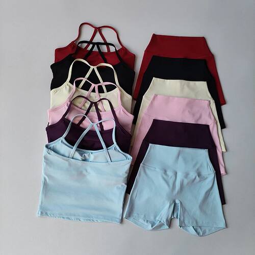 2PCS Gym Fitness Medium-intensity Sports Vest Beauty Back Yo