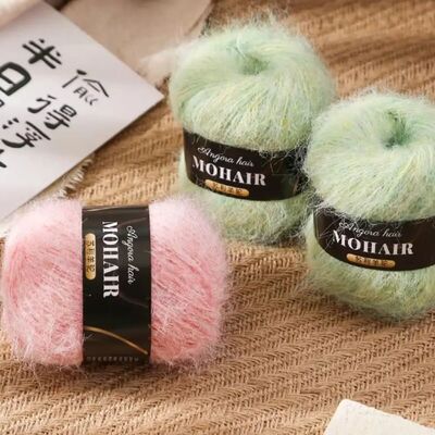 Comfortable Thread Cotton Blended Alpaca Mohair Yarn Long Ha