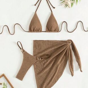 Skirt Brown Bikini Women Push Halter Set Sexy Bra 2025