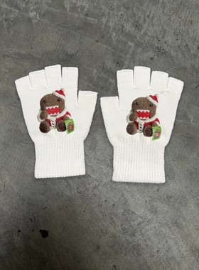 Domo Kun Cartoon Pattern Fingerless Gloves Christmas Themed