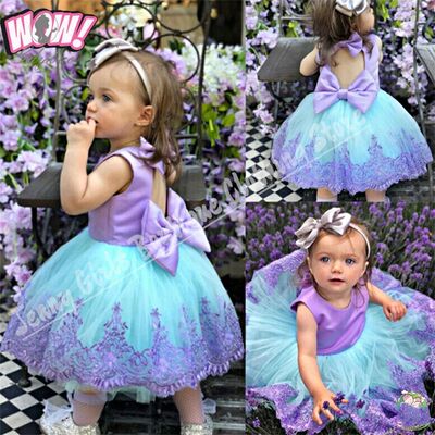 First Communion Girl Dresses Lavender Appliqué Bow Knee Len