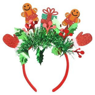 Funny Gingerbread Man Christmas Headband with Glitter and Gr