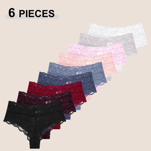 6Pcs/Set Women Sexy Stars Lace High Waist Panties Solid Colo