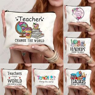 Teacher Change The World Print Cosmetics Bags Toiletry Bag G