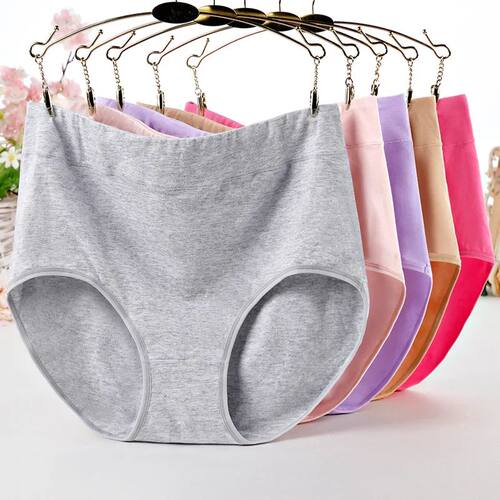 3pcs Pure Cotton High Waist Briefs Women Solid Basic Type Pa