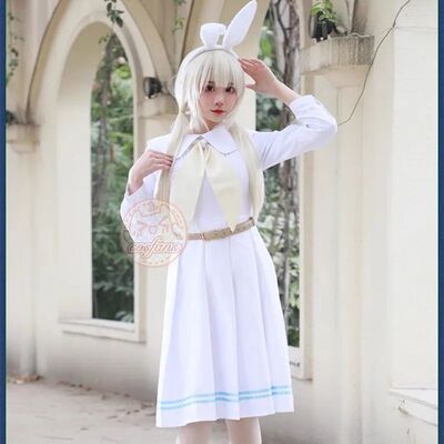 Anime Beastars White Rabbit Haru JK Uniform Dress White Dres