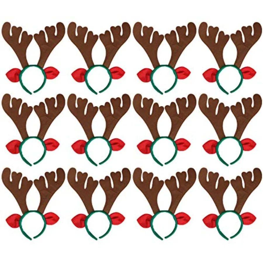12Pcs Christmas Reindeer Antlers Headband for Holiday Photo