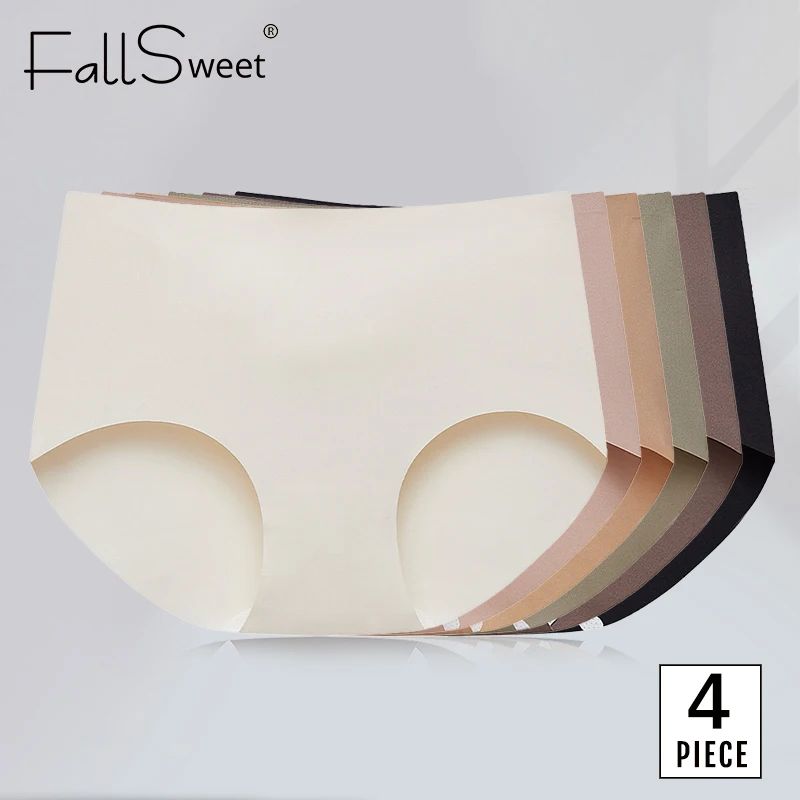 Falllsweet 4Pcs/Set Seamless Silk Briefs For Women Mulberry - 实物图