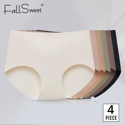 Falllsweet 4Pcs/Set Seamless Silk Briefs For Women Mulberry