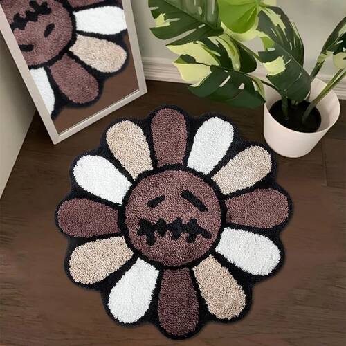 Dark Gothic Sunflower Pattern Floor Rug Absorbent Non-Slip B