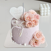 蛋糕模型仿真鲜花花卉蜡烛蝴蝶结塑胶假蛋糕橱窗样品网红摄影道具