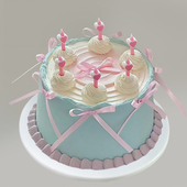 仿真蛋糕模型蜡烛蝴蝶结芭蕾风塑胶假蛋糕样品可定制橱窗摆设道具