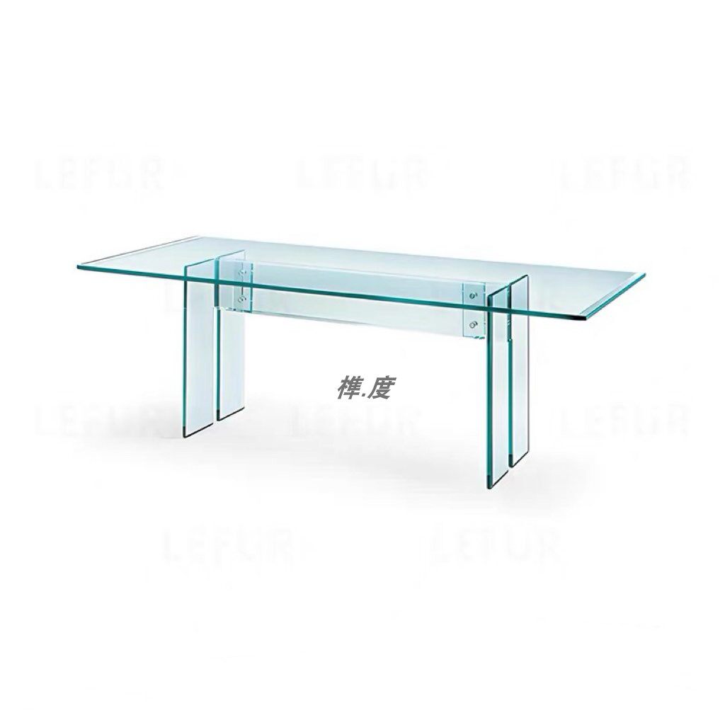 意大利简约玻璃会议桌长桌现代简约办公桌洽谈桌长方形桌椅组合