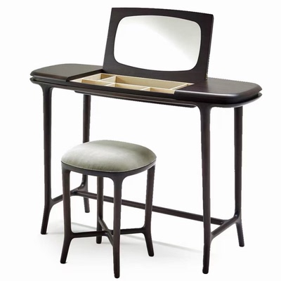 意大利轻奢橡木带镜收纳梳妆台