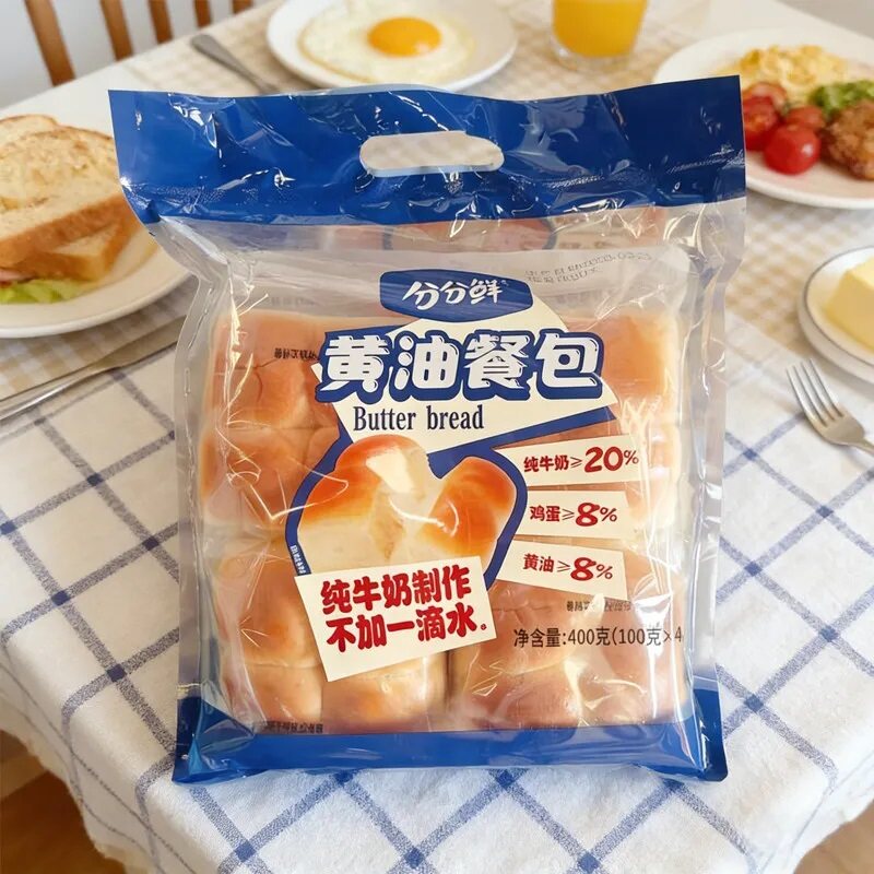 分分鲜黄油餐包牛奶面包营养早餐健康手撕老面包软面包100g*4包