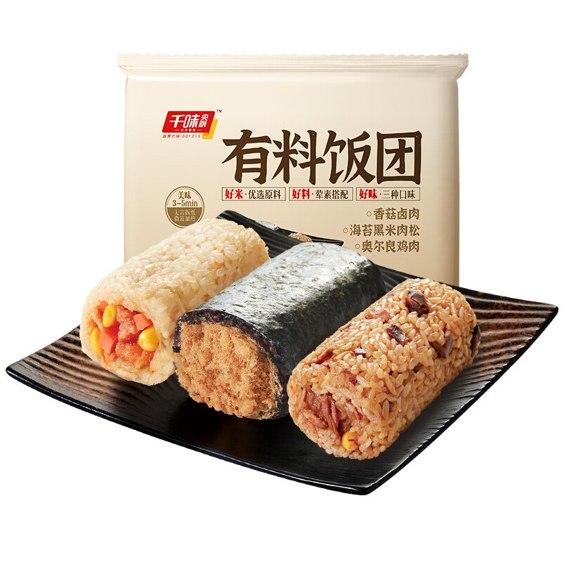 千味央厨有料饭团450g香菇卤肉海苔黑米肉松奥尔良鸡肉早餐饭团