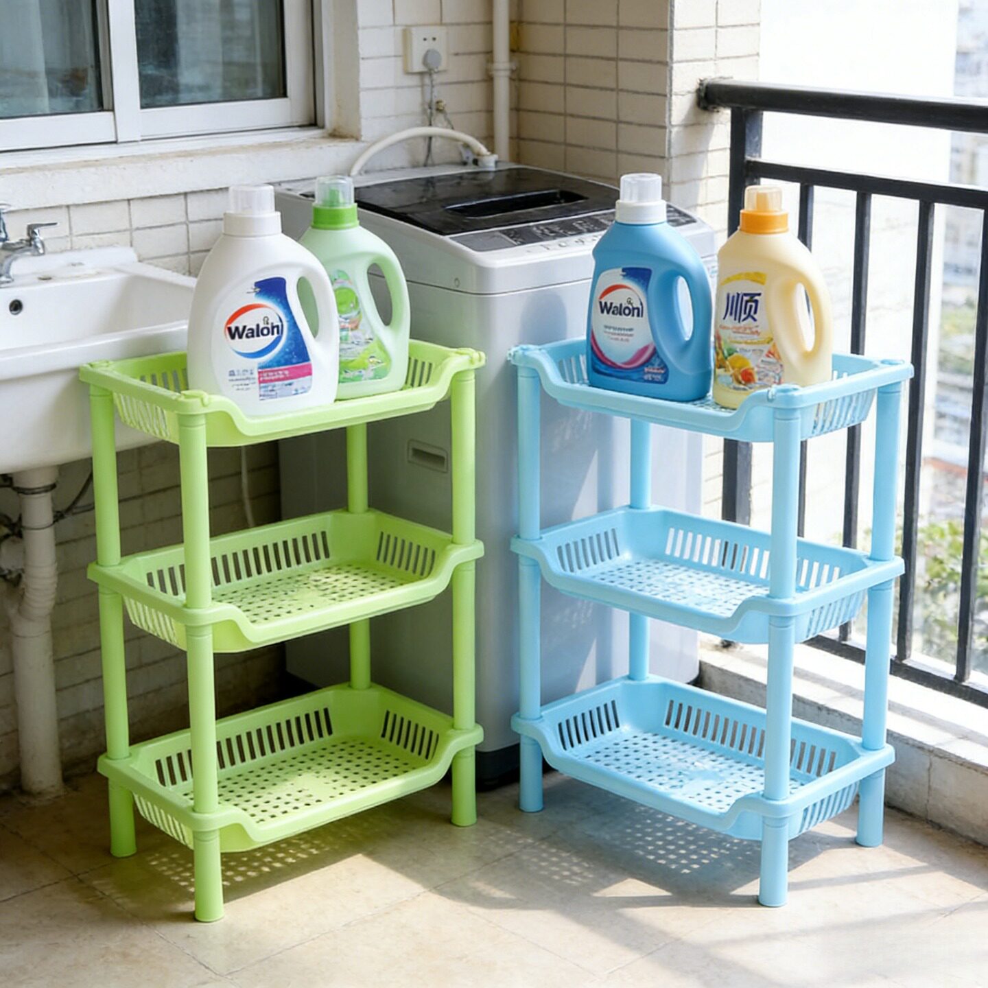塑料三层小号台面置物架卫浴化妆品储物架厨房收纳架转角整理架