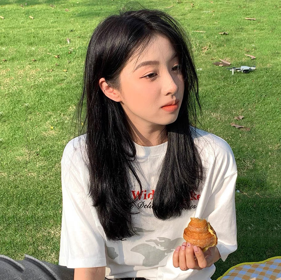 假发女中长发中分刘海网红蓬松自然逼真齐肩锁骨发黑色学生全头套