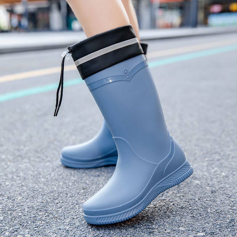 上海正牌雨鞋女时尚款外穿新款雨靴厚底防滑中筒水鞋保暖加可拆棉