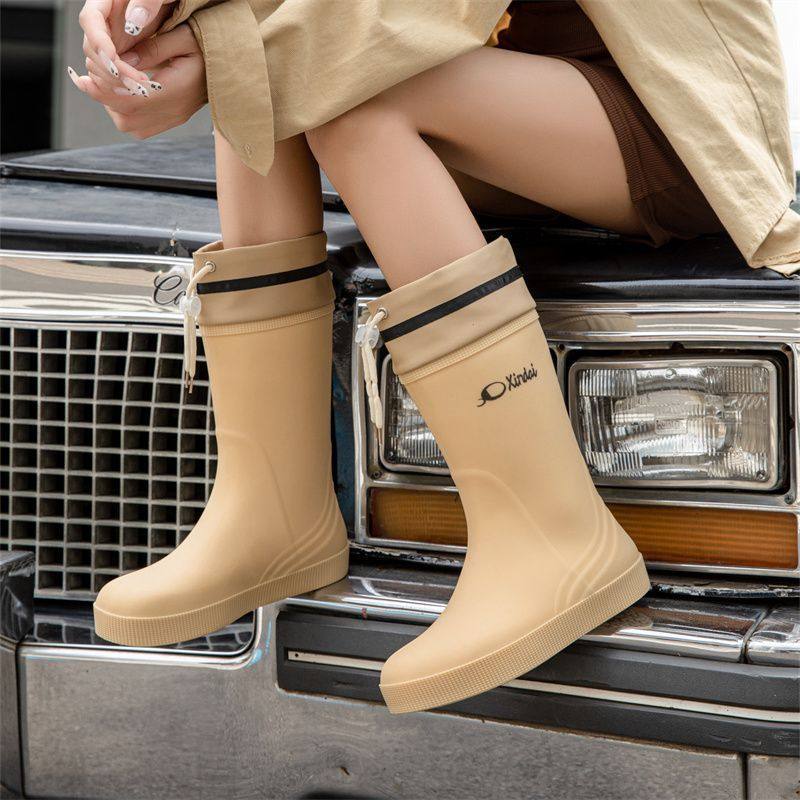 厨房防滑情侣冬天防寒保暖雨鞋女款加绒水鞋女士中筒雨靴防滑耐磨