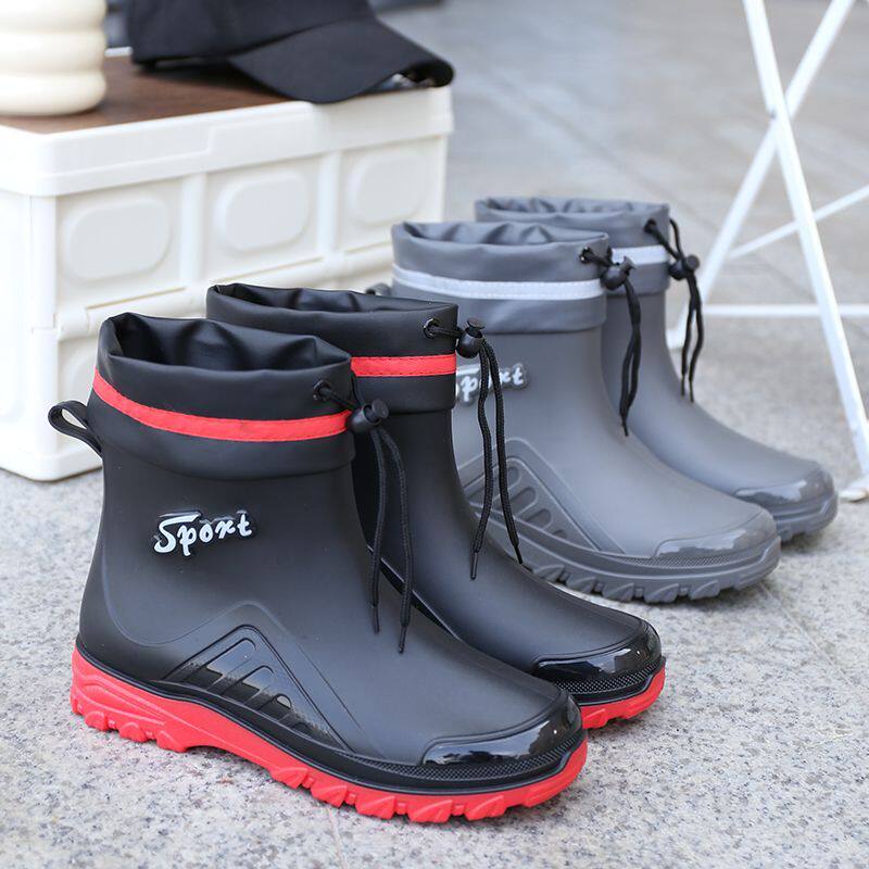 厨房防滑特厚男款水鞋雨鞋厚底一体水靴保暖胶鞋男士工地钓鱼防滑