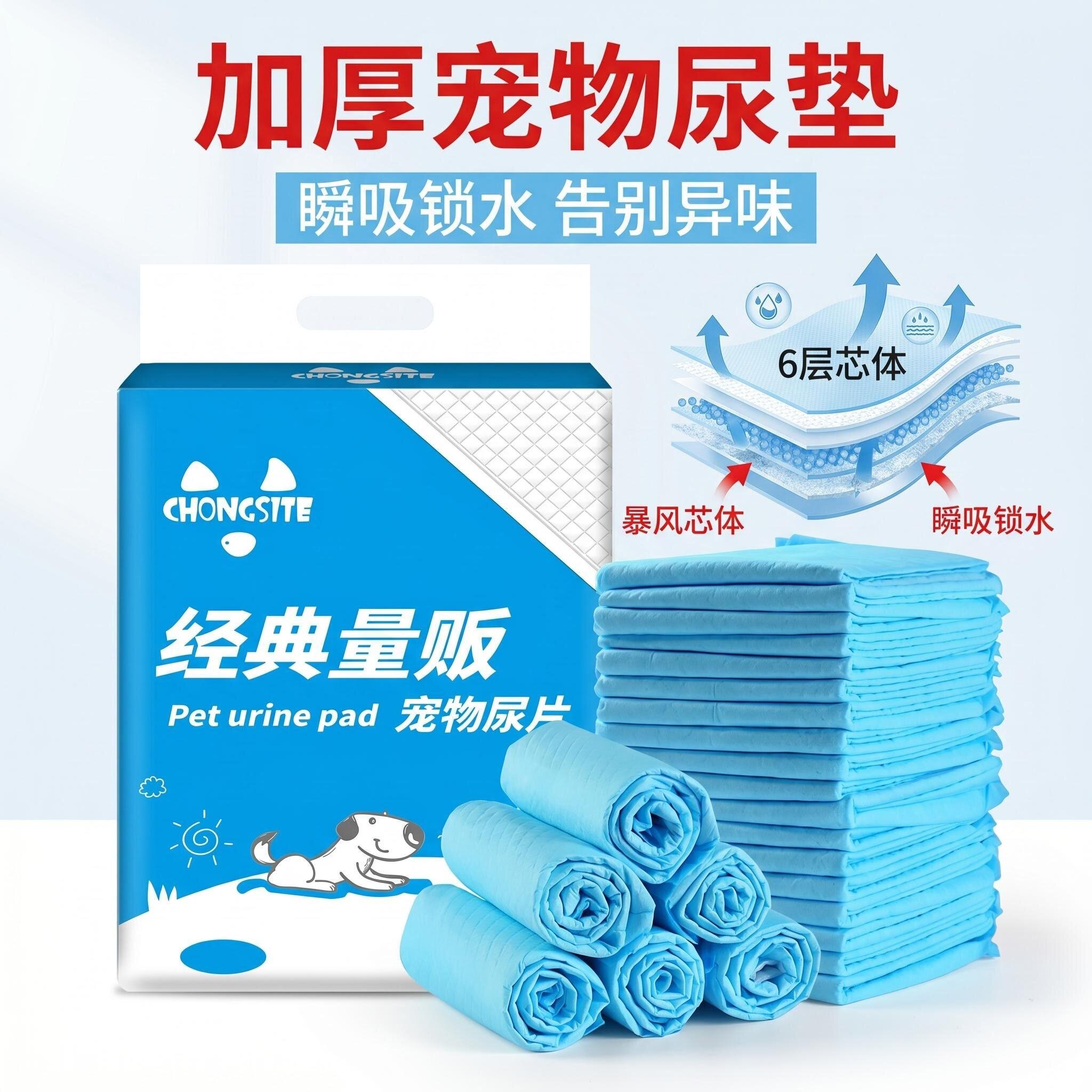 CHONGSITE加厚宠物尿垫6层瞬吸锁水狗狗尿片一次性防漏隔尿除臭