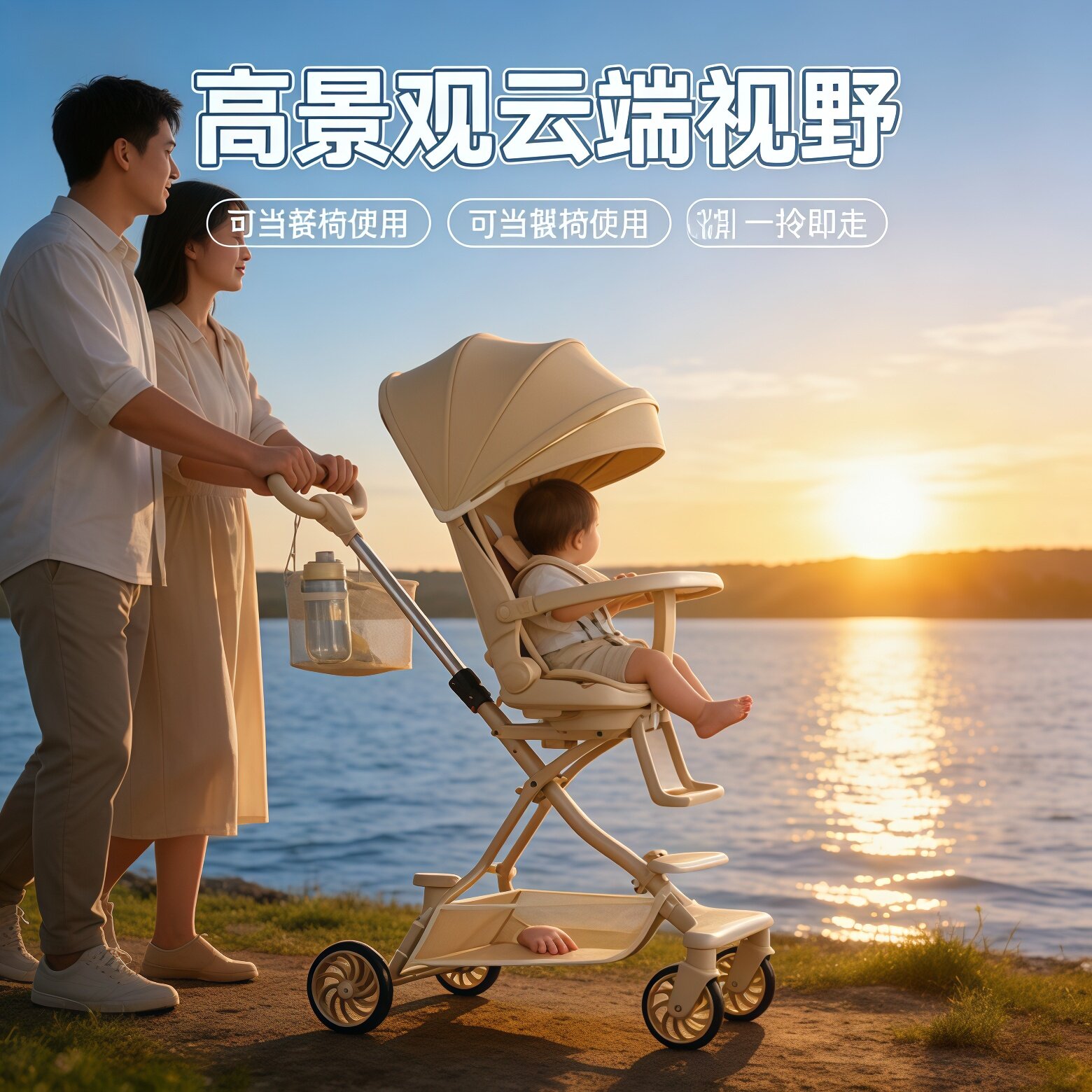 遛娃神器宝宝婴儿手推车轻便可折叠一键收车溜娃可躺可坐婴儿推车