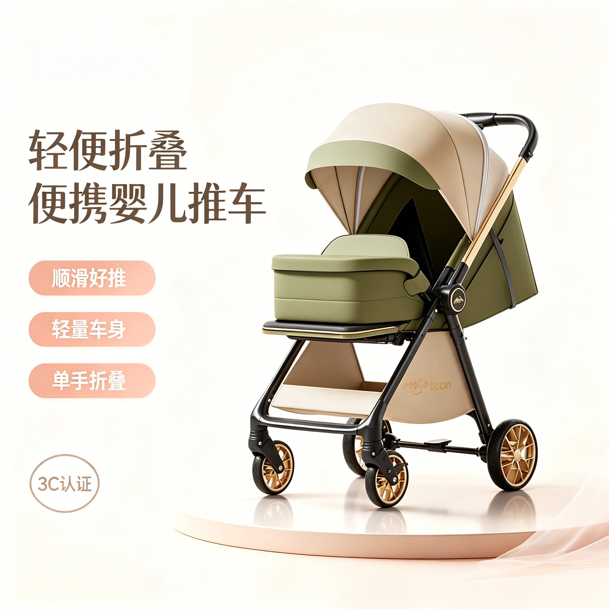 婴儿推车航空铝合金双向可折叠轻便可坐可躺四轮避震新生儿手推车