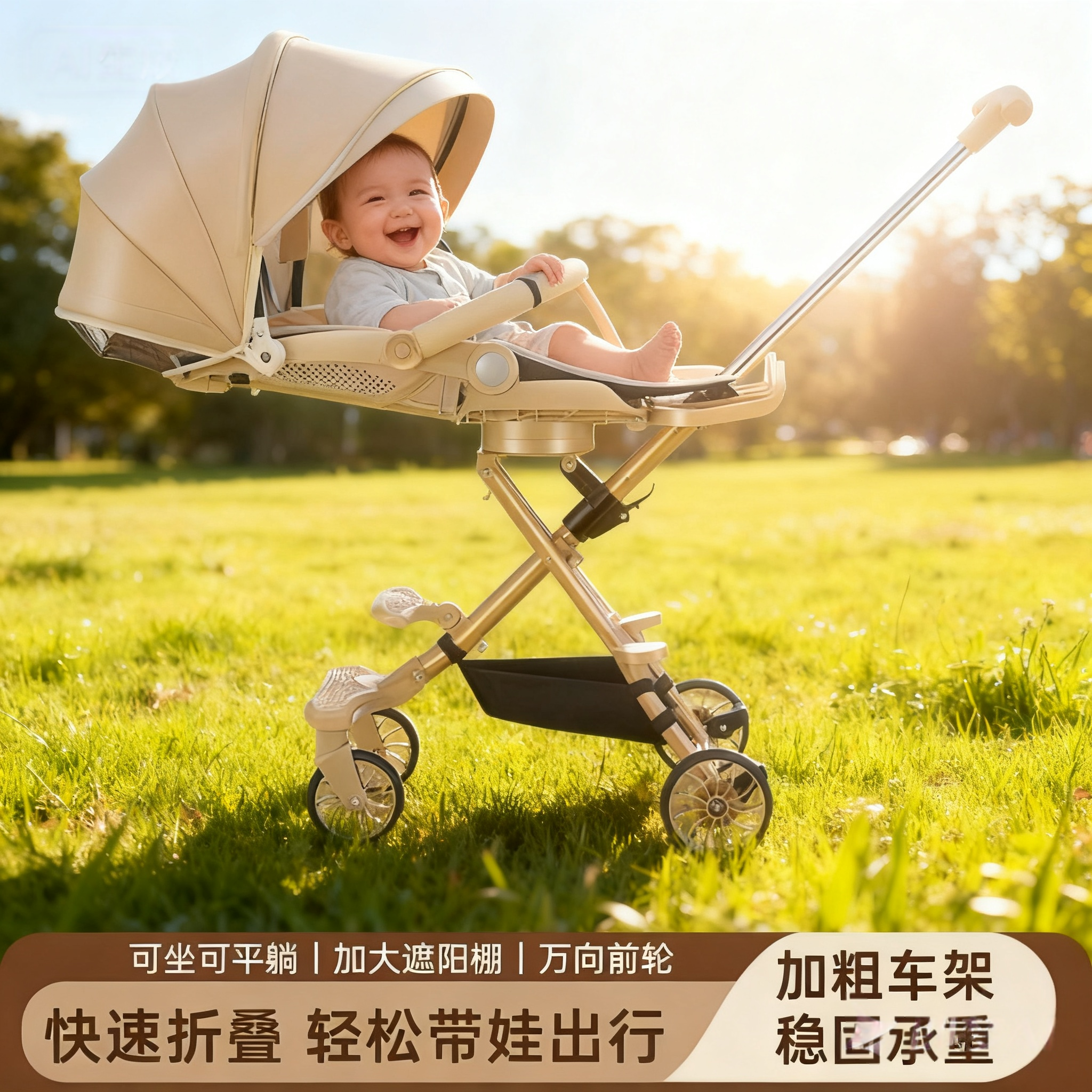 热销婴儿手推车可坐可躺一键折叠
