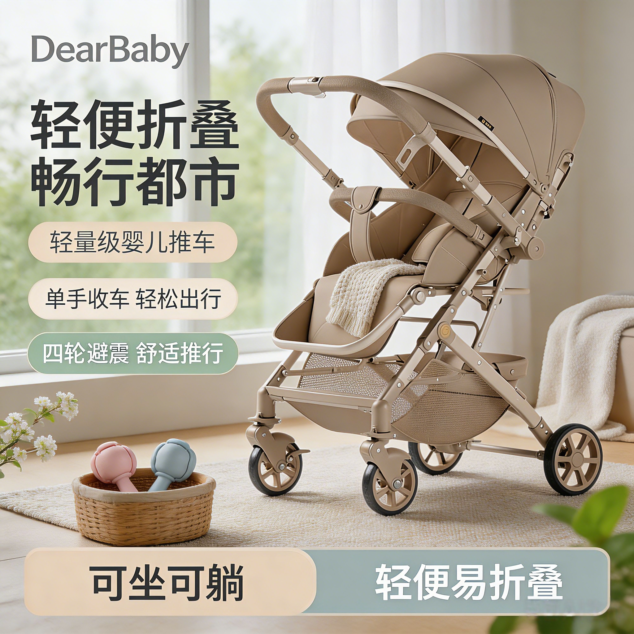 【双向折叠】高景观可坐躺婴儿车