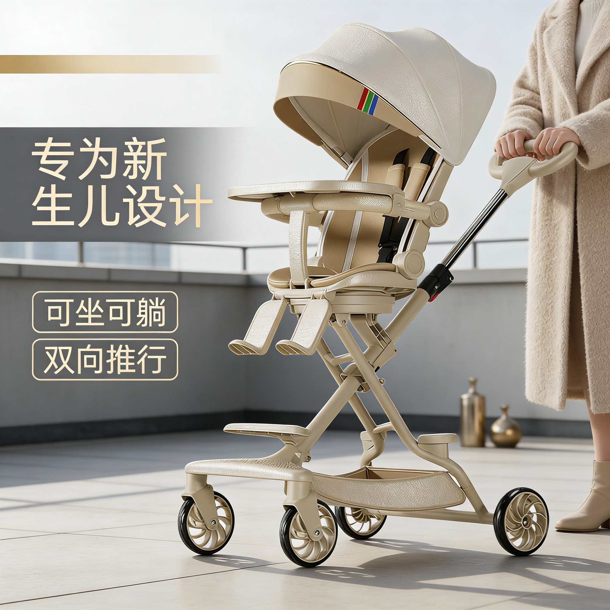 【高景观双向】一键折叠婴儿推车