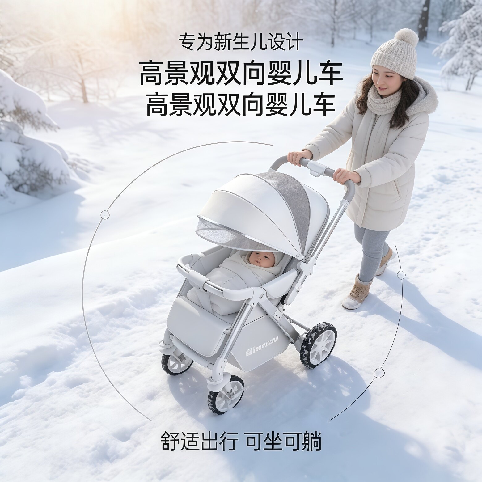 婴儿车可坐躺高景观轻便可折叠双向推行婴儿车儿童手推车遛娃神器