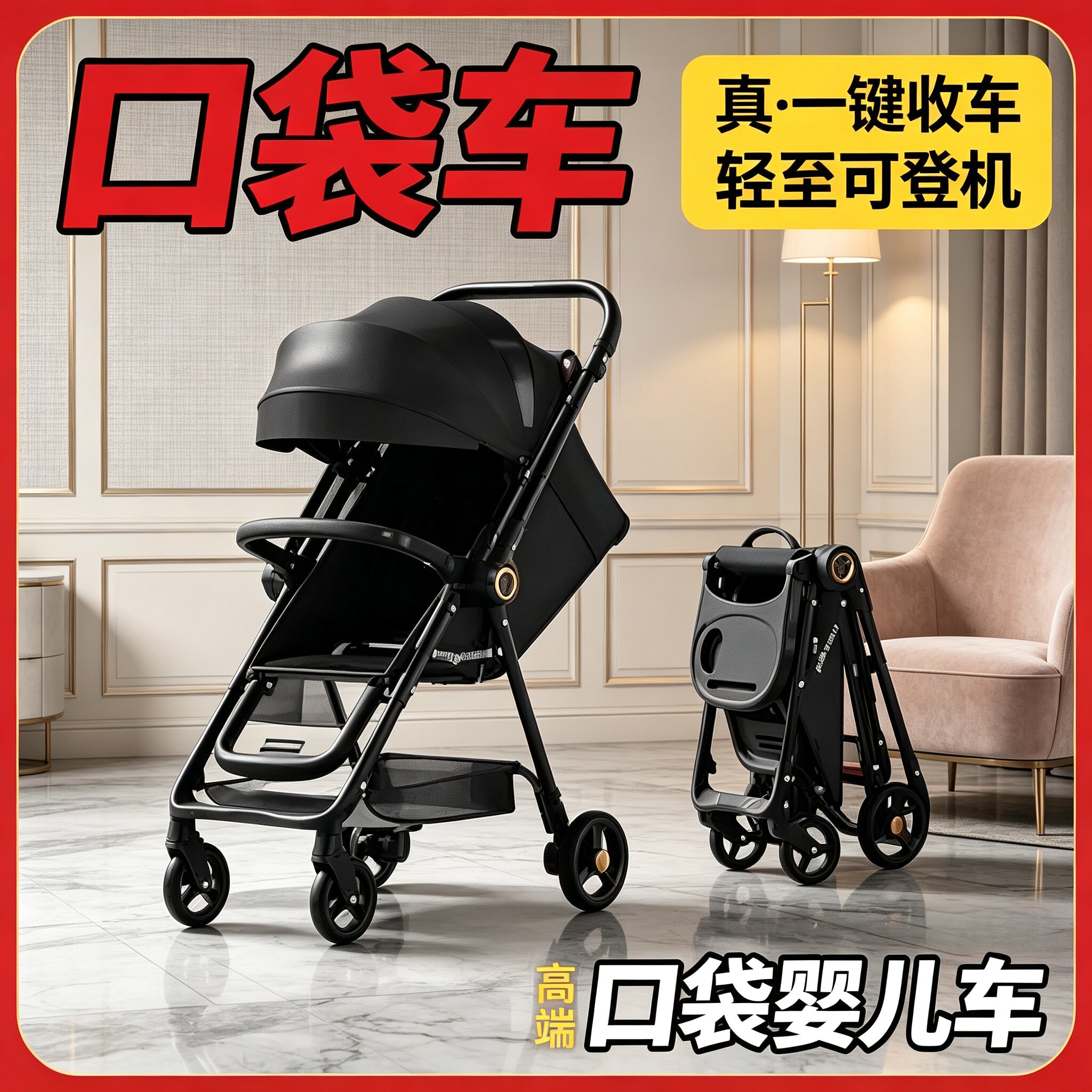 【轻便可折叠】婴儿手推车