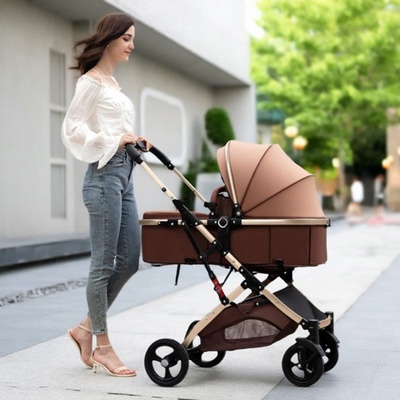 轻便折叠高景观婴儿推车可坐可躺