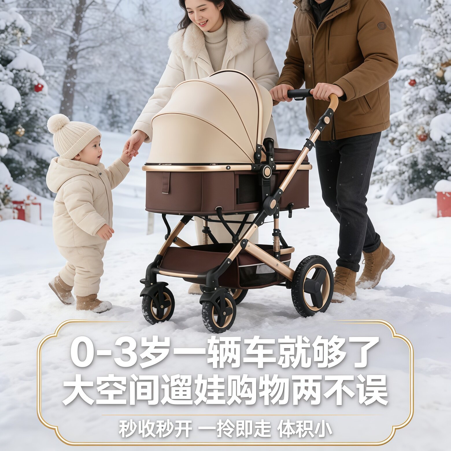 2026新款婴儿车可坐可躺0到3岁轻便可折叠四轮减震双向宝宝手推车